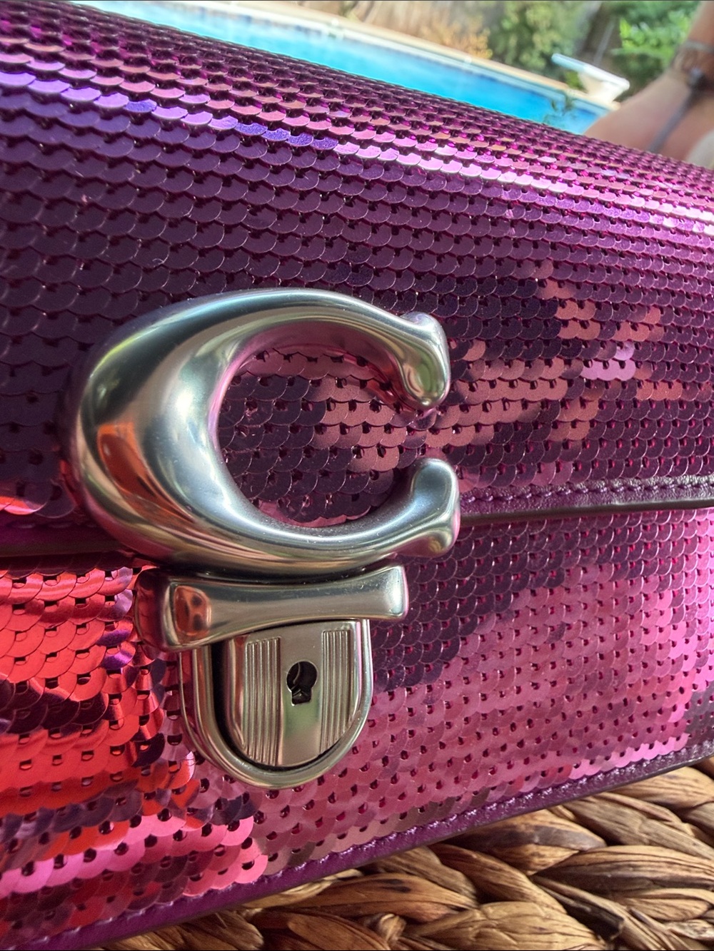 Coach Stuido Bag 20 with Sequins Dark Magenta NWOT - Picture 8 of 12